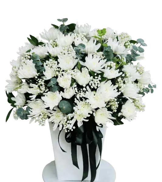 Bình Hoa Tang Lễ Dáng Tròn 1 Tầng mang sắc Trắng