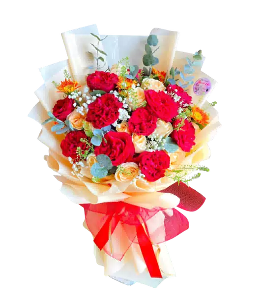 Bó Hoa Đỏ Hồng Rực Rỡ