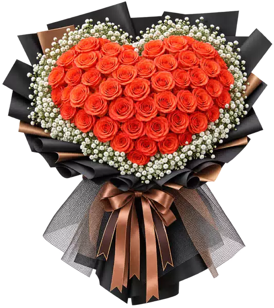 Bó Hoa Hồng Cam Đỏ Xếp Trái Tim