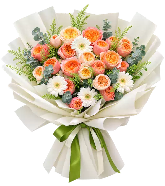 Bó Hoa Hồng Cam Phối Hoa Phụ (Theo mẫu) – Mẫu 0568