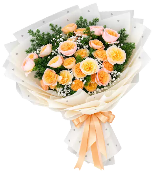 Bó Hoa Hồng Cam Phối Hoa Phụ (Theo mẫu) – Mẫu 0585