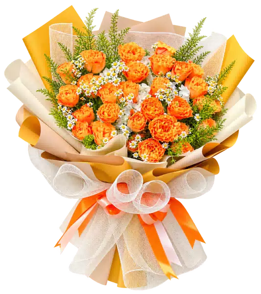 Bó Hoa Hồng Cam Phối Hoa Phụ (Theo mẫu) – Mẫu 0567