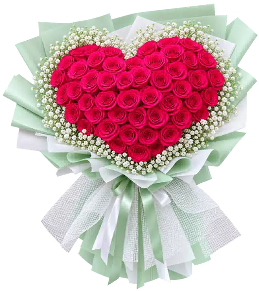 Bó Hoa Hồng Cánh Sen Xếp Trái Tim