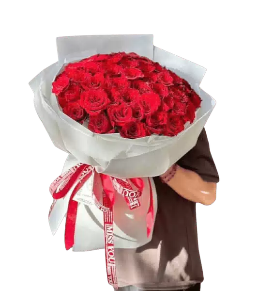 Bó Hoa Hồng Đỏ Cỡ Lớn Xếp Vòm Tròn 0019