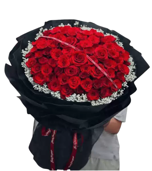 Bó Hoa Hồng Đỏ Cỡ Lớn Xếp Vòm Tròn