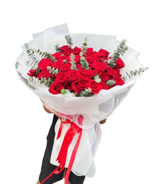 Bó Hoa Hồng Đỏ Dáng Tròn