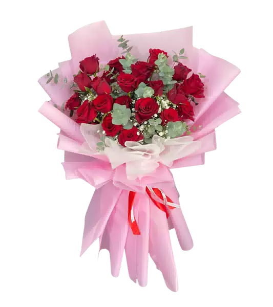 Bó Hoa Hồng Đỏ Gói Hồng – Mẫu 269649