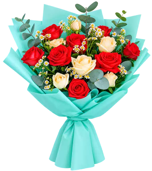 Bó Hoa Hồng Đỏ Kem Phối Hoa Phụ (Theo mẫu) – Mẫu 0562