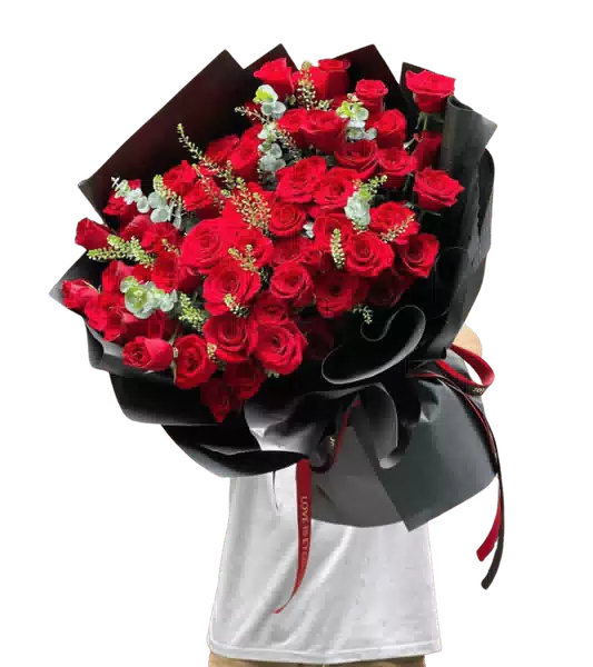 Bó Hoa Hồng Đỏ phối Đồng Tiền Đỏ