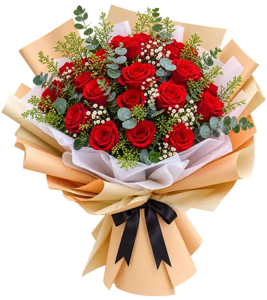 Bó Hoa Hồng Đỏ Phối Hoa Phụ (Theo mẫu) – Mẫu 0592
