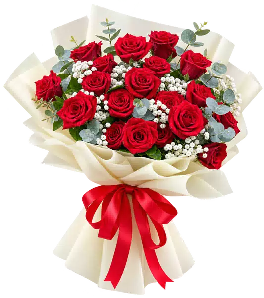 Bó Hoa Hồng Đỏ Phối Hoa Phụ (Theo mẫu) – Mẫu 0593