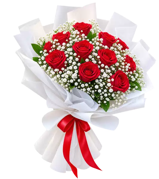 Bó Hoa Hồng Đỏ Phối Hoa Phụ (Theo mẫu) – Mẫu 0603
