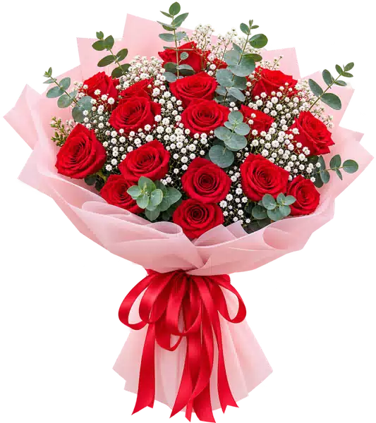 Bó Hoa Hồng Đỏ Phối Hoa Phụ (Theo mẫu) – Mẫu 0605