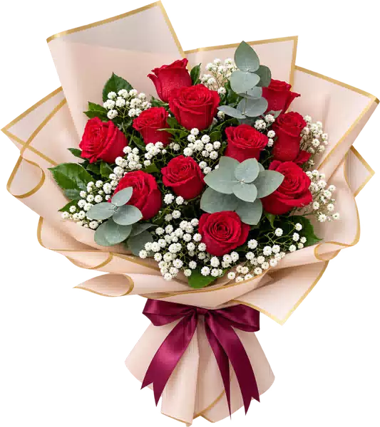 Bó Hoa Hồng Đỏ Phối Hoa Phụ (Theo mẫu) – Mẫu 0606