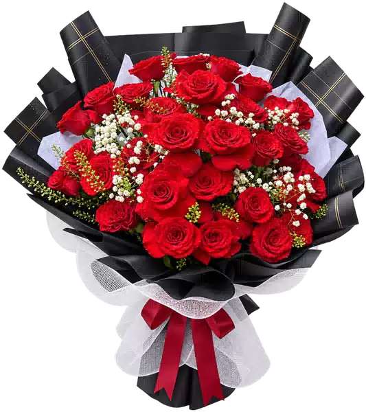 Bó Hoa Hồng Đỏ Phối Hoa Phụ (Theo mẫu) – Mẫu 0619