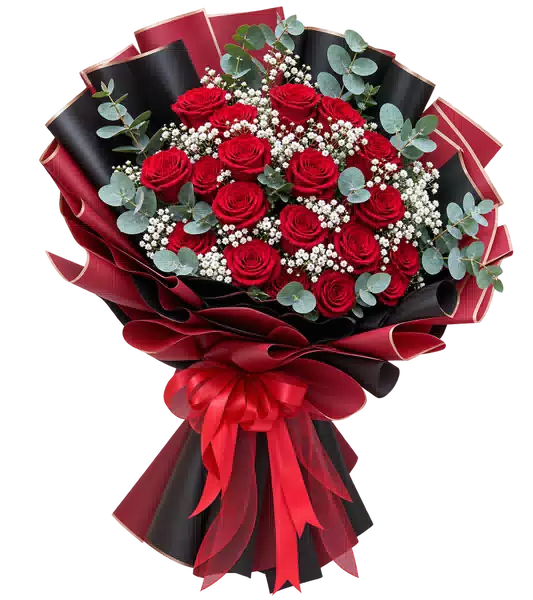 Bó Hoa Hồng Đỏ Phối Hoa Phụ (Theo mẫu) – Mẫu 0625