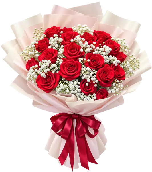 Bó Hoa Hồng Đỏ Phối Hoa Phụ (Theo mẫu) – Mẫu 0645