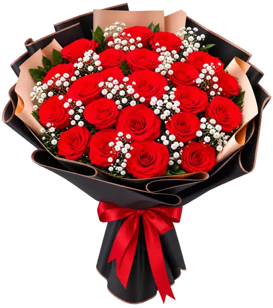 Bó Hoa Hồng Đỏ Phối Hoa Phụ (Theo mẫu) – Mẫu 1706