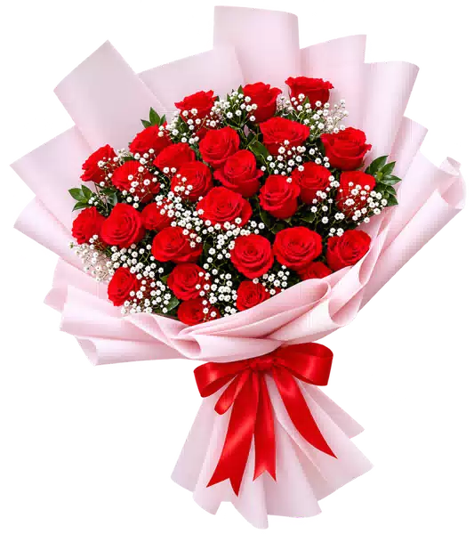 Bó Hoa Hồng Đỏ Phối Hoa Phụ (Theo mẫu) – Mẫu 1709