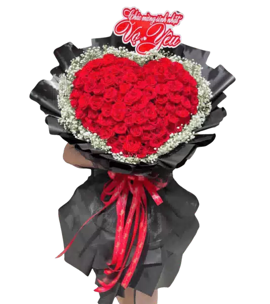 Bó Hoa Hồng Đỏ Xếp Hình Trái Tim 0007
