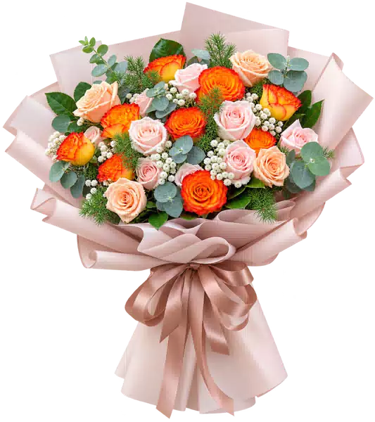 Bó Hoa Hồng Hồng Phối Hoa Phụ (Theo mẫu) – Mẫu 0594