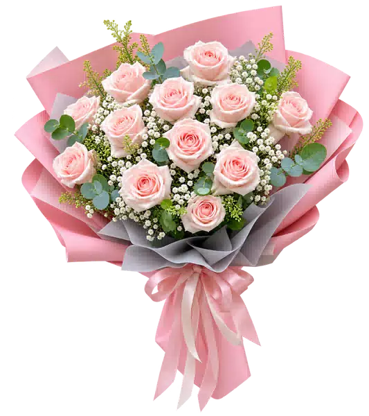 Bó Hoa Hồng Hồng Phối Hoa Phụ (Theo mẫu) – Mẫu 0602