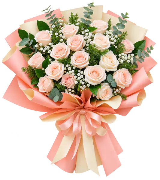 Bó Hoa Hồng Hồng Phối Hoa Phụ (Theo mẫu) – Mẫu 0622