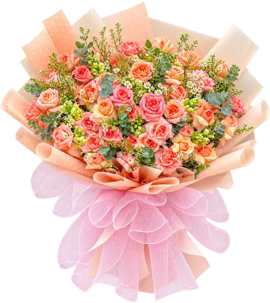Bó Hoa Hồng Hồng Phối Hoa Phụ (Theo mẫu) – Mẫu 0571