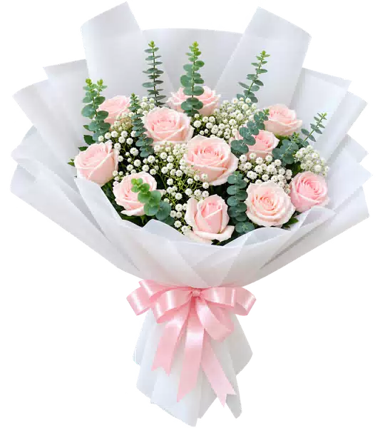 Bó Hoa Hồng Hồng Phối Hoa Phụ (Theo mẫu) – Mẫu 0624