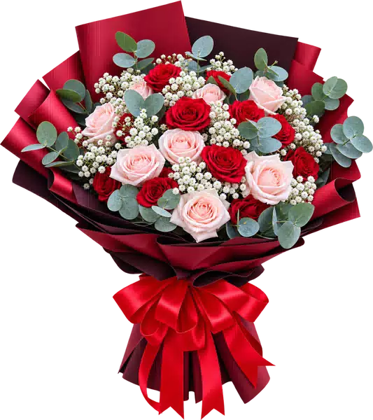 Bó Hoa Hồng Hồng Phối Hoa Phụ (Theo mẫu) – Mẫu 0644