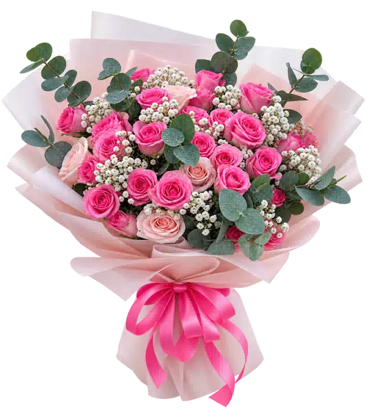 Bó Hoa Hồng Hồng Phối Hoa Phụ (Theo mẫu) – Mẫu 0647