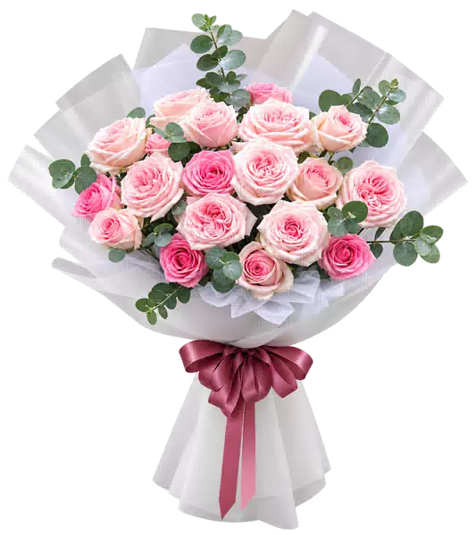Bó Hoa Hồng Hồng Phối Hoa Phụ (Theo mẫu) – Mẫu 1691