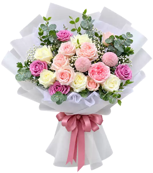 Bó Hoa Hồng Hồng Phối Hoa Phụ (Theo mẫu) – Mẫu 1693
