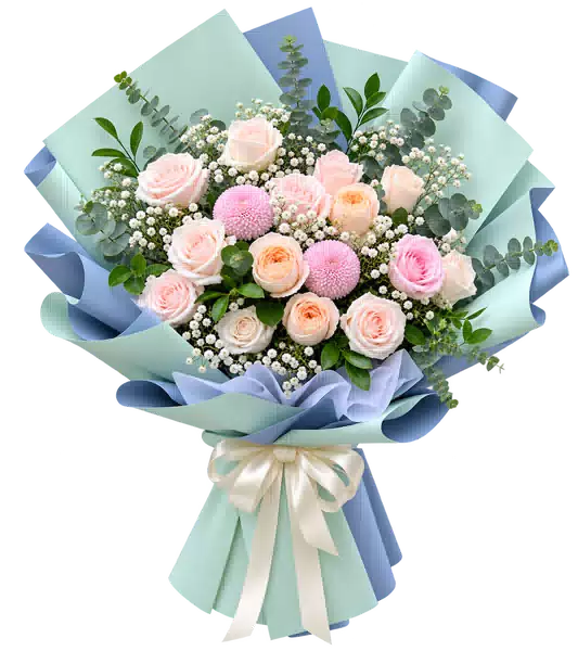 Bó Hoa Hồng Hồng Phối Hoa Phụ (Theo mẫu) – Mẫu 1696