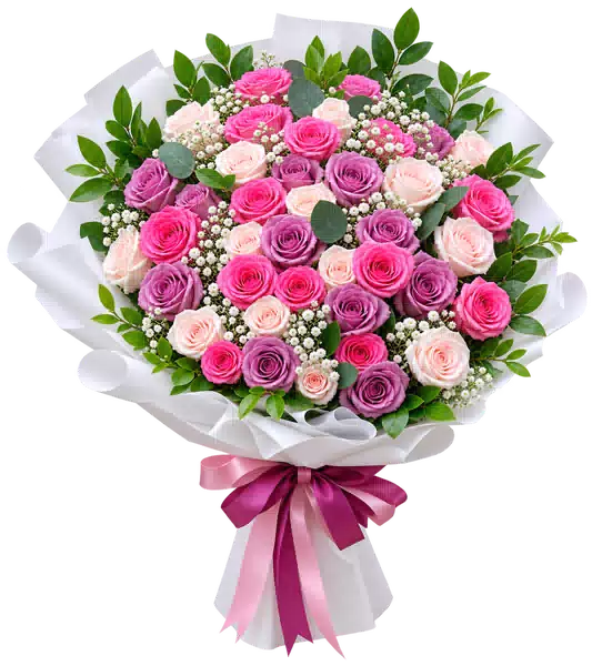 Bó Hoa Hồng Hồng Phối Hoa Phụ (Theo mẫu) – Mẫu 1699