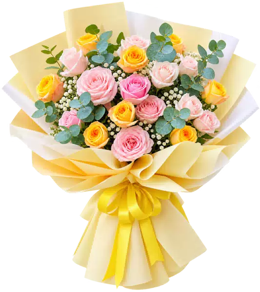 Bó Hoa Hồng Hồng Phối Hoa Phụ (Theo mẫu) – Mẫu 0590