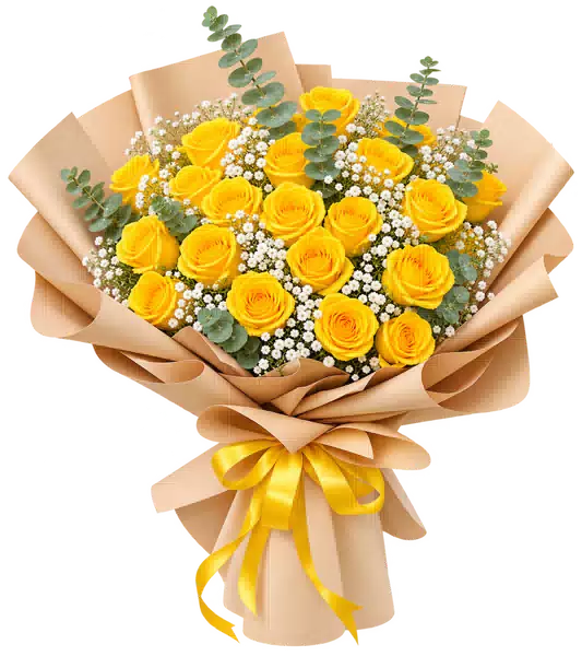 Bó Hoa Hồng Vàng Phối Hoa Phụ (Theo mẫu) – Mẫu 1686