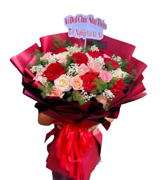 Bó Hoa Tone Đỏ Mix Hồng