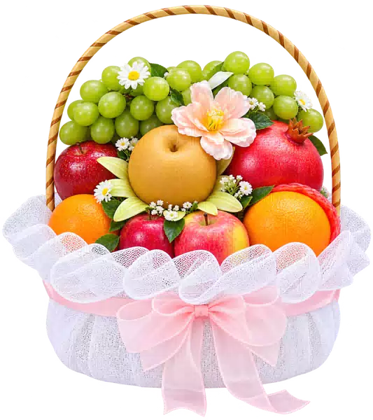 Giỏ Nho Xanh Phối Hoa Hồng Nhạt