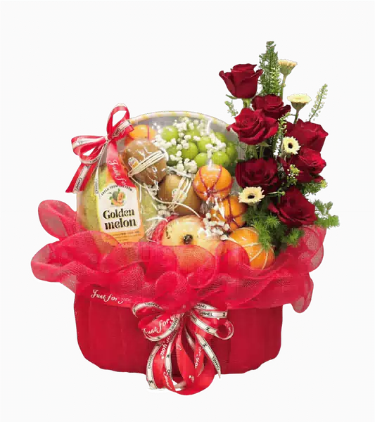 Giỏ Trái Cây Tròn Màu Đỏ Phủ Lưới Đỏ