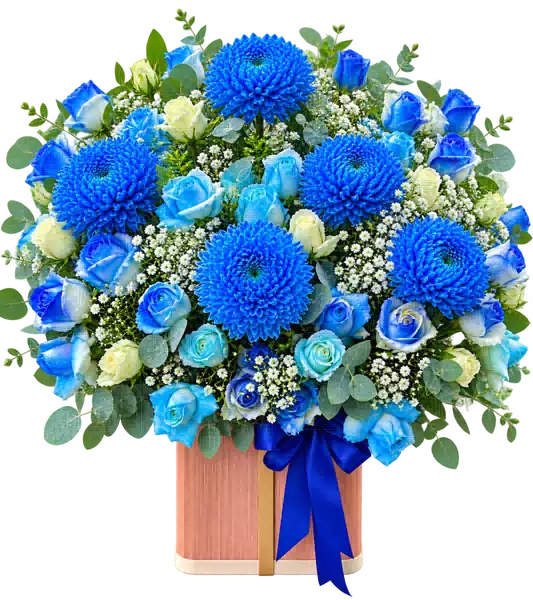 Hộp Hoa Hoa Hồng Tông Xanh Dương