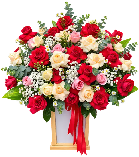 Hộp Hoa Hồng Tông Đỏ - Hồng (Tiêu chuẩn) – Mẫu 0749