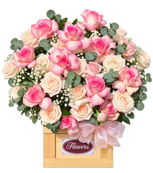 Hộp Hoa Hồng Tông Hồng Pastel (Tiêu chuẩn) – Mẫu 0718