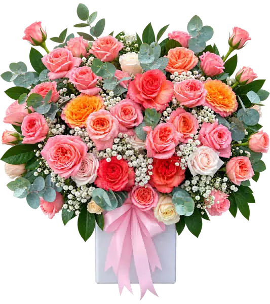 Hộp Hoa Hồng Tông Hồng Pastel (Tiêu chuẩn) – Mẫu 0758