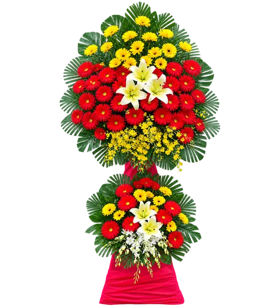 Kệ Hoa Hoa Ly Và Hồng Môn Tông Đỏ Vàng (Lớn) – Mẫu 1136