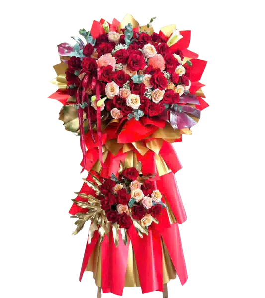 Kệ Hoa Khai Trương 2 Tầng Tông Đỏ 0190