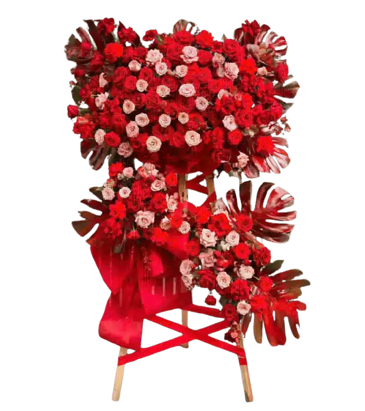 Kệ Hoa Khai Trương 2 Tầng Tông Đỏ Chủ Đạo 0221