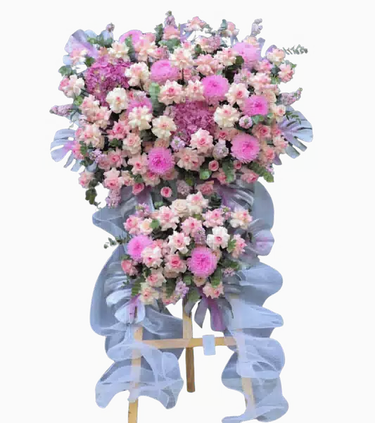 Kệ Hoa Khai Trương 2 Tầng Tông Hồng Pastel