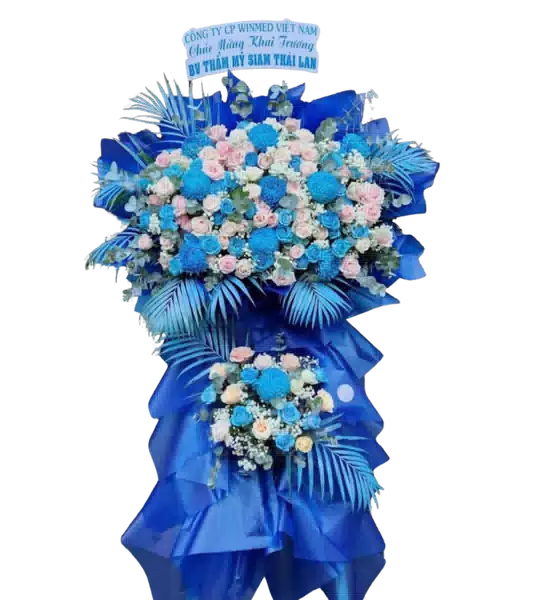 Kệ Hoa Khai Trương 2 Tầng Tông Xanh Dương