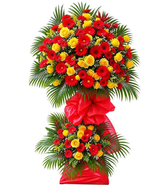 Kệ Hoa Khai Trương Tông Đỏ Vàng (Trung bình) – Mẫu 1078
